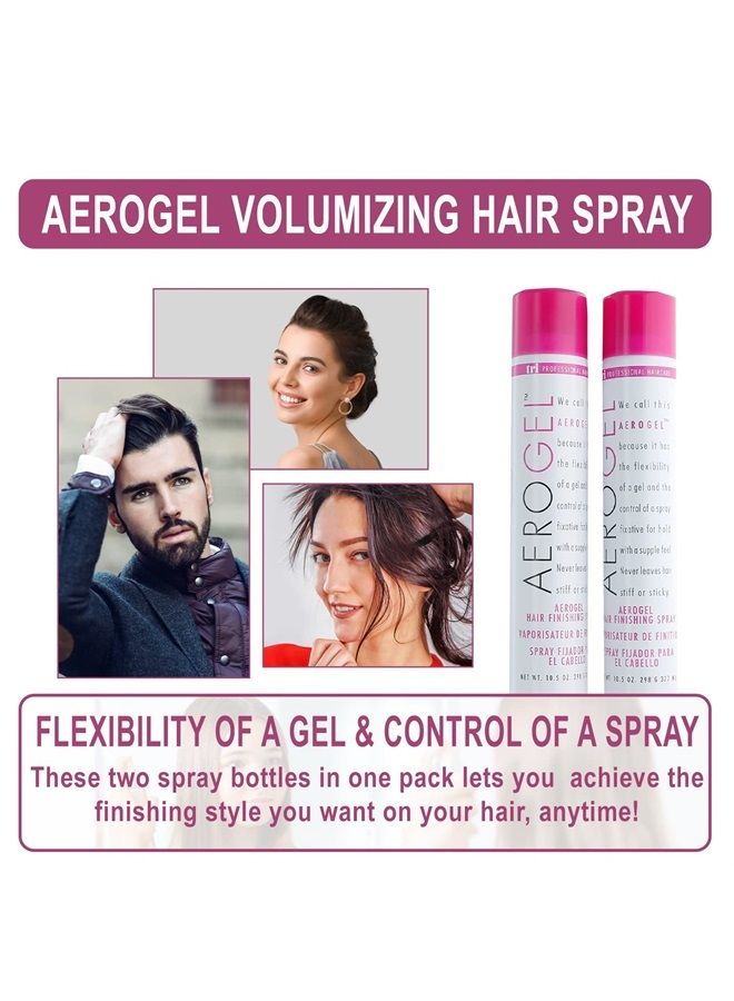 TRI Aerogel Hairspray - Non-Toxic Hair Finishing Spray for Styling, Volumizing and Holding Curly Hair with Flexible Hold - For Women and Men - Pack of 2 (10.5 Oz)