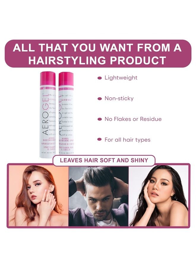 TRI Aerogel Hairspray - Non-Toxic Hair Finishing Spray for Styling, Volumizing and Holding Curly Hair with Flexible Hold - For Women and Men - Pack of 2 (10.5 Oz)