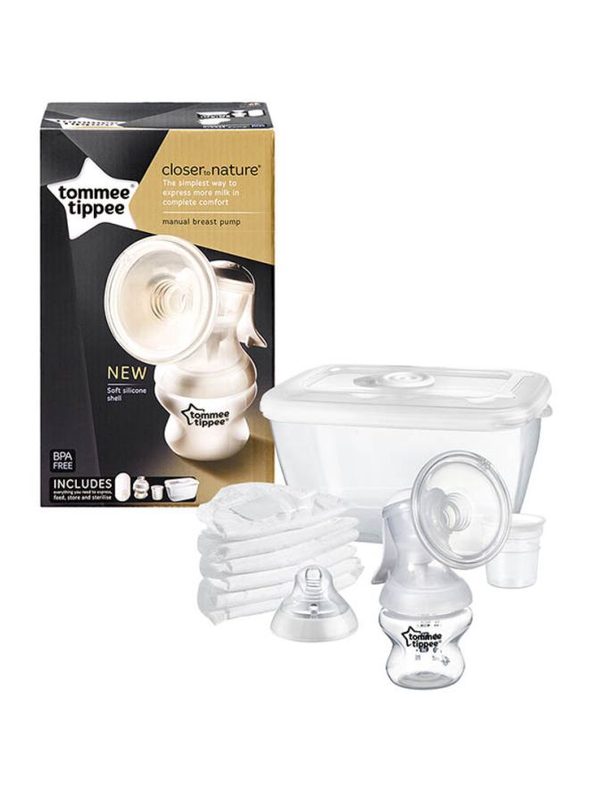 Closer To Nature Manual Breast Pump With Accessories - White/Clear