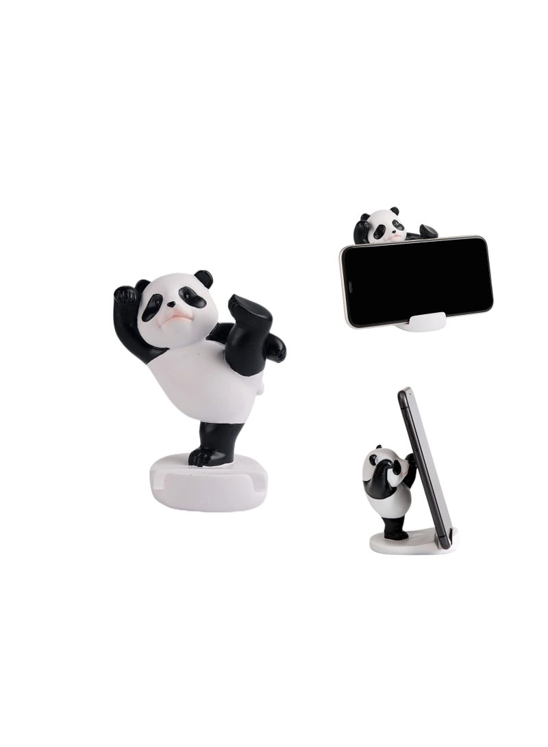 Panda Smartphone Stand, Cell Phone Stand for Desk, Animal Desk Accessories, Adjustable Phone Stand, Suitable for Phone Supporter for iPhone, Ipad (Black)