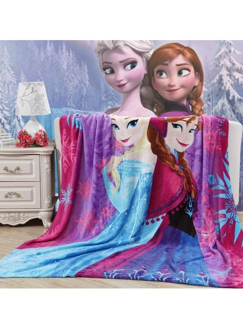 Disney Purple Frozen Elsa Anna Princess Flannel Fleece  Blanket Cute Cartoon for Girls Fleece Cozy Kids Throw Blanket Printed Super Soft Plush  Blanket