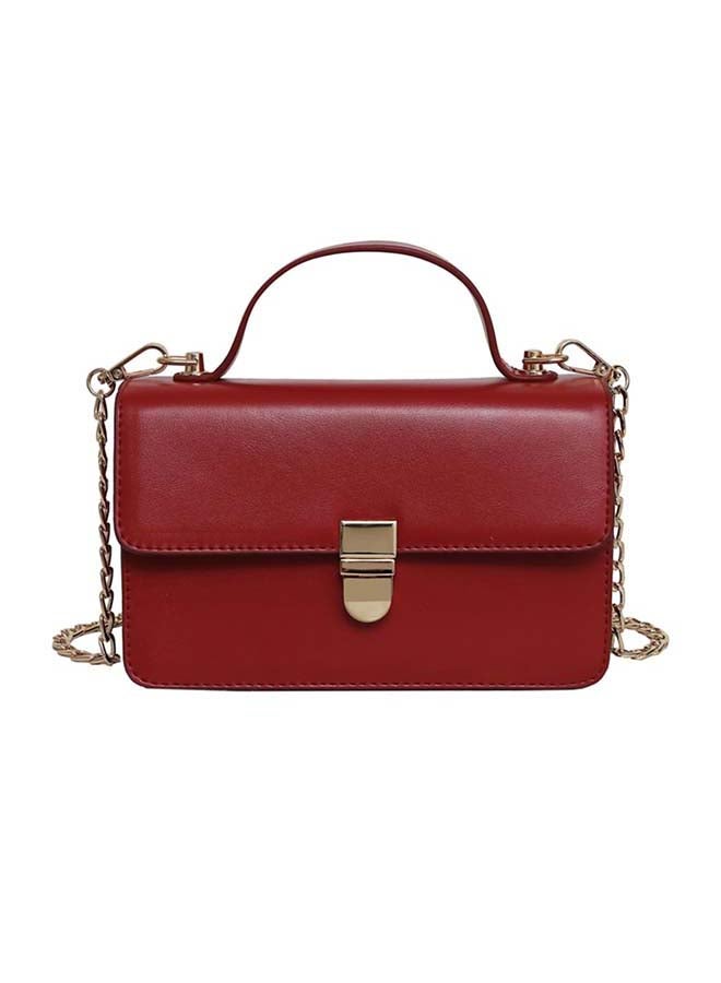 Plain Style Hasp Closure Durable Bag Red