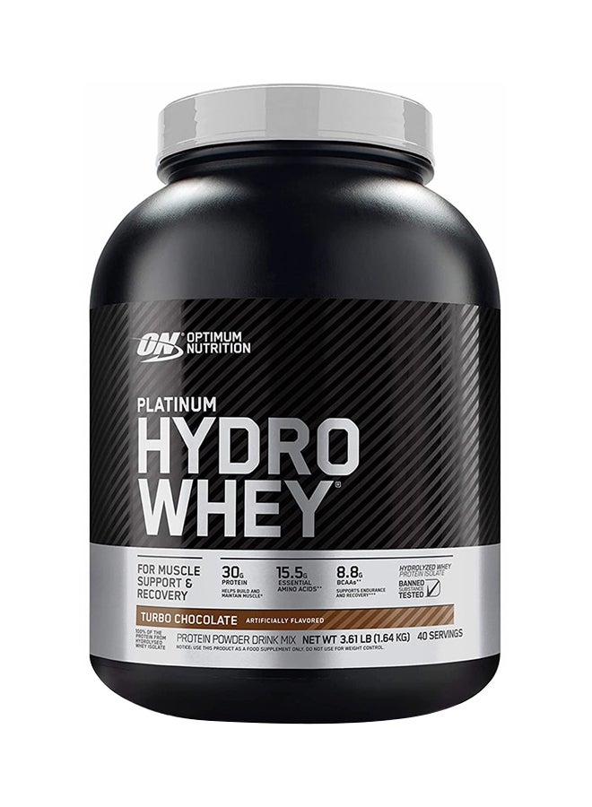 Platinum Hydrowhey Protein Powder, 30 Grams of Protein for Muscle Support & Recovery, 100% Hydrolyzed Whey Protein Isolate Powder - Turbo Chocolate, 3.61 Lbs , 40 Servings (1.64 KG)
