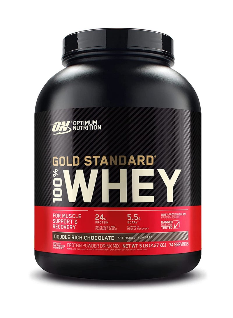 Gold Standard 100% Whey Protein Powder Primary Source Isolate, 24 Grams of Protein for Muscle Support and Recovery - Double Rich Chocolate, 5 Lbs, 74 Servings (2.27 KG)