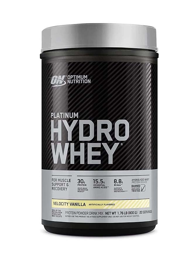 Platinum Hydrowhey Protein Powder, 30 Grams of Protein for Muscle Support & Recovery, 100% Hydrolyzed Whey Protein Isolate Powder - Velocity Vanilla,(800 G)