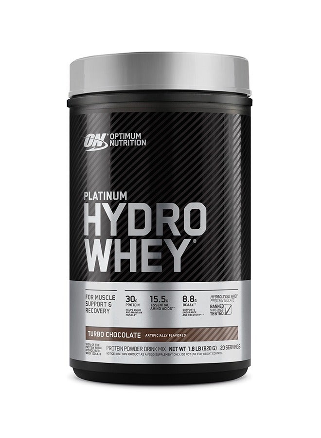 Platinum Hydrowhey Protein Powder, 30 Grams of Protein for Muscle Support & Recovery, 100% Hydrolyzed Whey Protein Isolate Powder - Turbo Chocolate, 1.75 Lbs, 20 Servings (820 G)