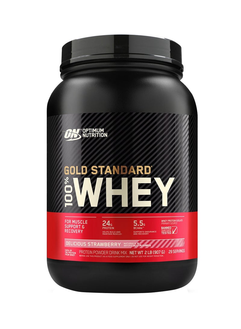 Gold Standard 100% Whey Protein Powder Primary Source Isolate, 24 Grams of Protein for Muscle Support and Recovery - Delicious Strawberry, 2 Lbs, 29 Servings (907 Grams)