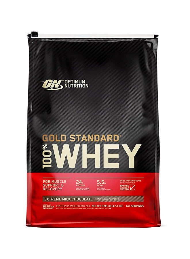 Gold Standard 100% Whey Protein Powder Primary Source Isolate, 24 Grams of Protein for Muscle Support and Recovery - Extreme Milk Chocolate, 10 Lbs, 141 Servings (4.51 KG)