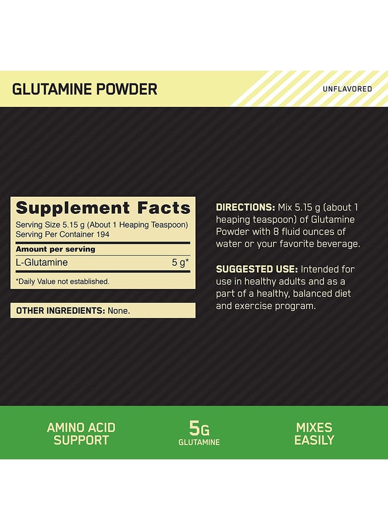 Glutamine Muscle Recovery Powder - Unflavoured, 1 KG(2.2 LB)