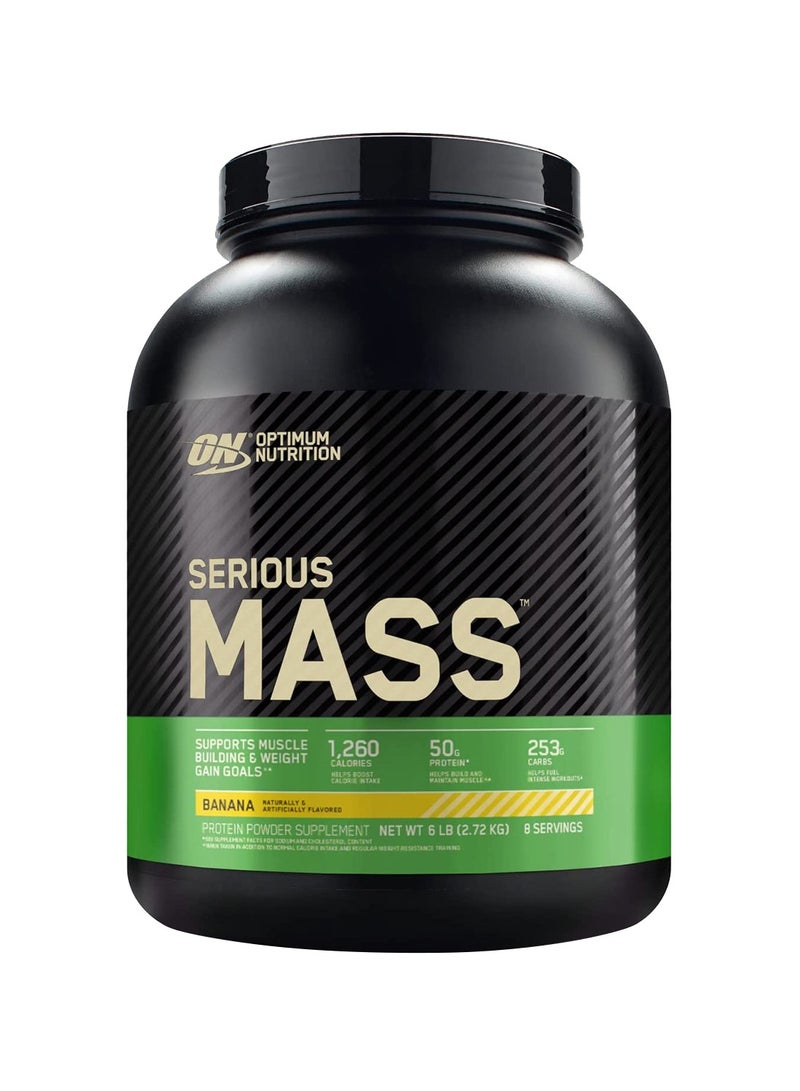 Serious Mass: High Protein Muscle Building & Weight Gainer Protein Powder, 50 Grams of Protein, Vitamin C, Zinc And Vitamin D For Immune Support - Banana, 6 Lbs (2.72 KG)