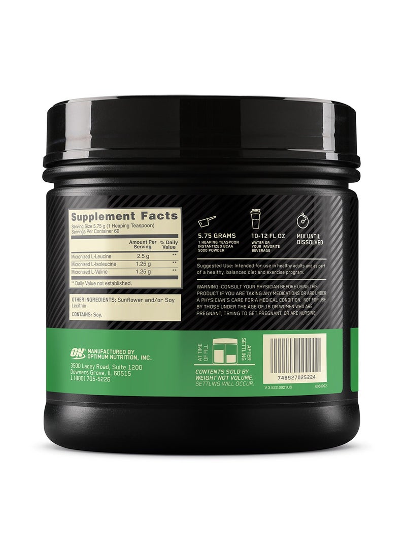 Instantized BCAA Powder, Unflavored,  Branched Chain Essential Amino Acids Powder, 345 Grams, 60 Servings
