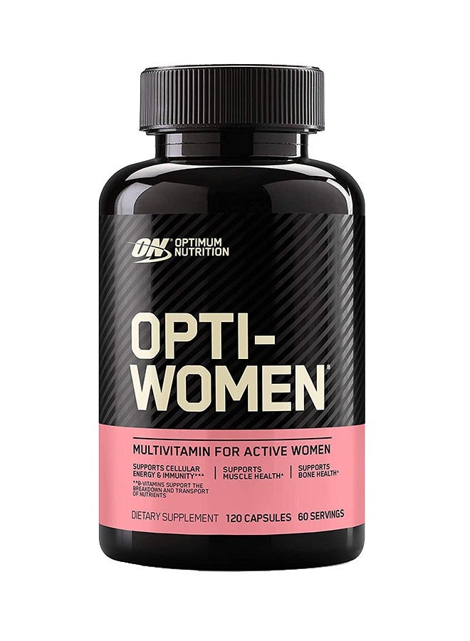 Opti-Women, Vitamin C, Zinc and D for Immune Support Women's Daily Multivitamin Supplement Capsules with 23 Vitamins & Minerals/ 600 Mcgs Folic Acid/ 18 Mgs Iron - 120 Capsules