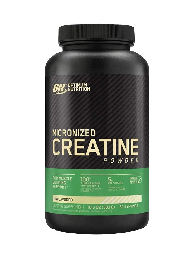 Micronized Creatine Monohydrate Powder for Muscle Building Support - Unflavored, 300 Grams, 60 Servings