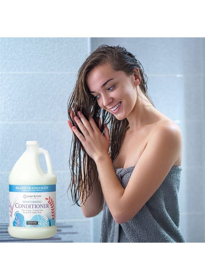 Botanicals Moisturizing Conditioner for Dry Hair, Island Tranquility, 100% Vegan & Cruelty-Free, Green Tea Lemongrass Scent, 1 Gallon (128 fl oz) Refill