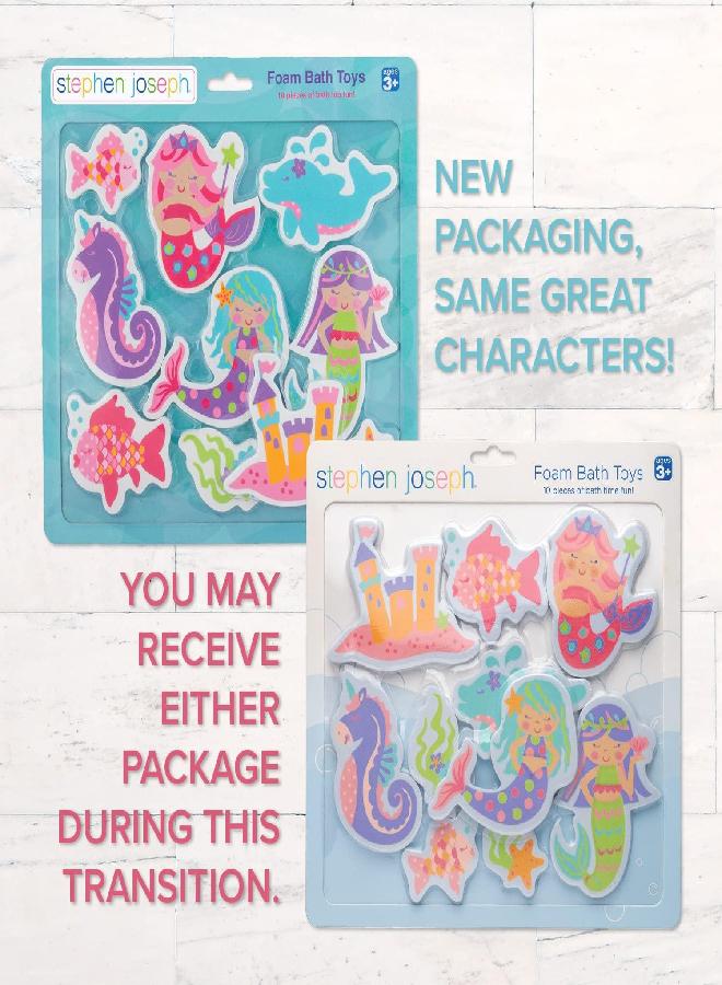 Stephen Joseph, Floating Foam Bath Character 10-Piece Toy Set, Mermaid