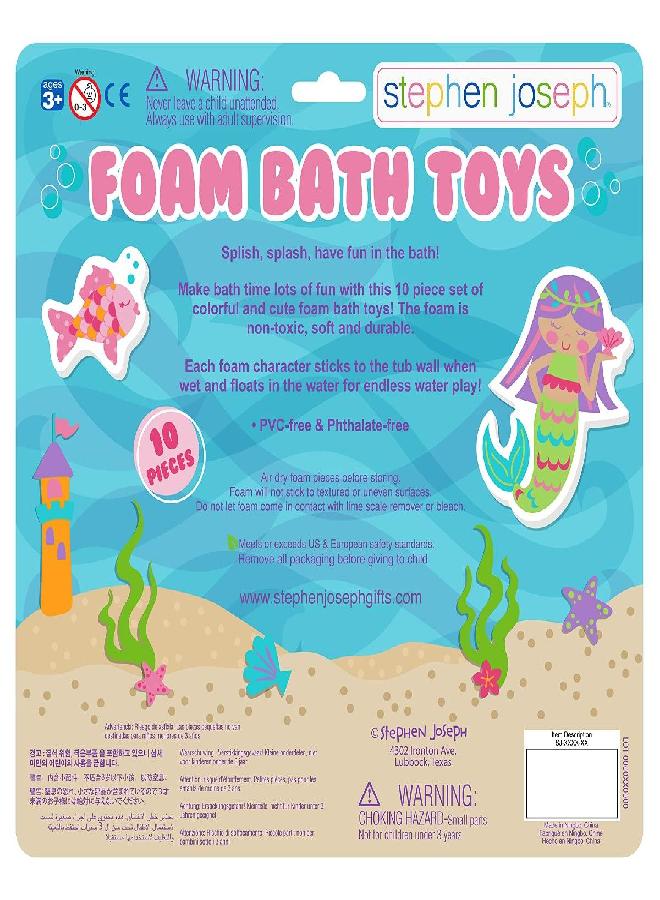Stephen Joseph, Floating Foam Bath Character 10-Piece Toy Set, Mermaid