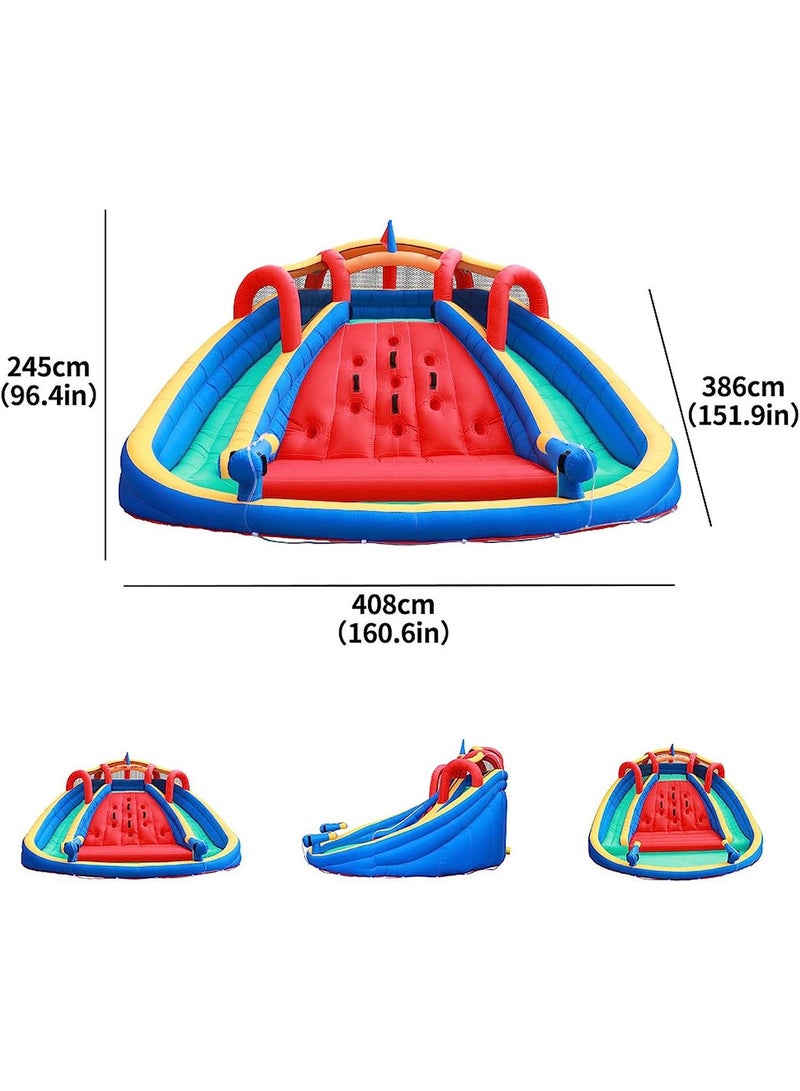 Inflatable Twin Water Slide With Bouncer for Kids Outdoor Play