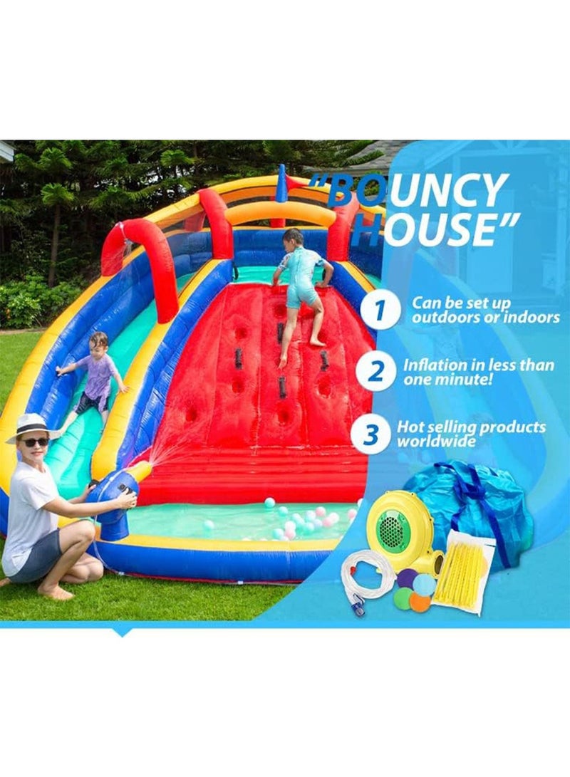 Inflatable Twin Water Slide With Bouncer for Kids Outdoor Play