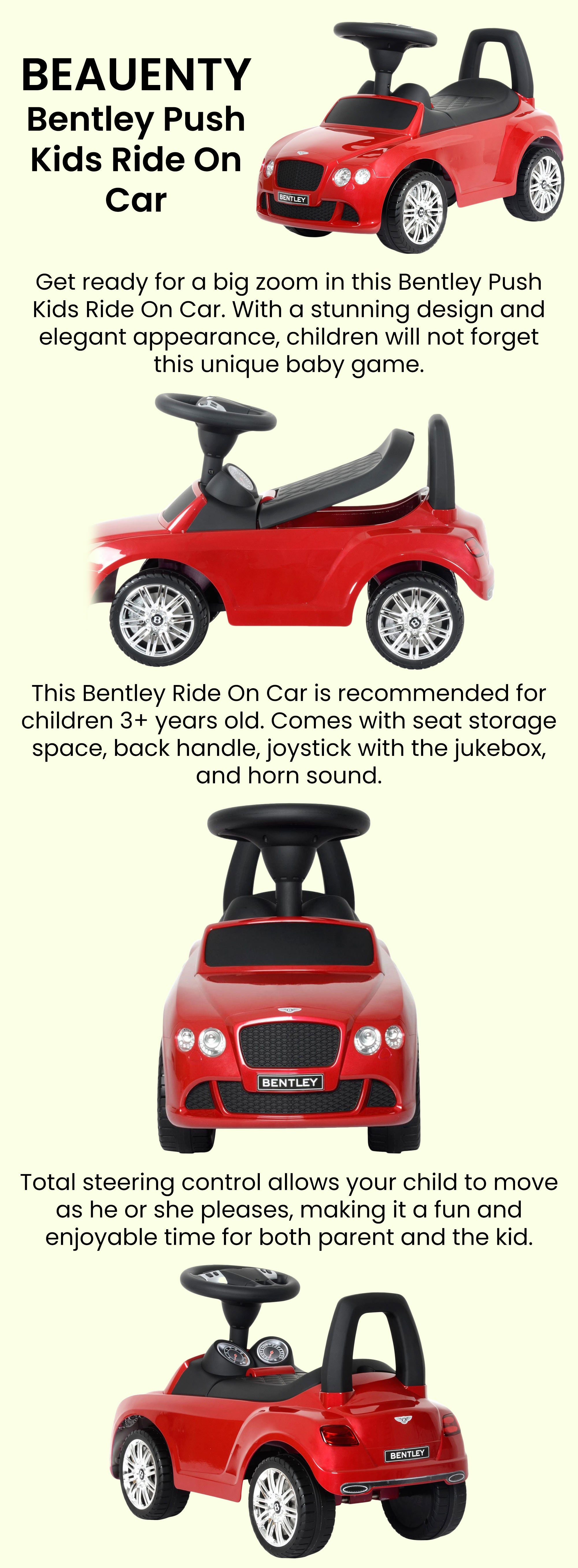 Bentley Push Kids Ride On Car Ccrpl 614