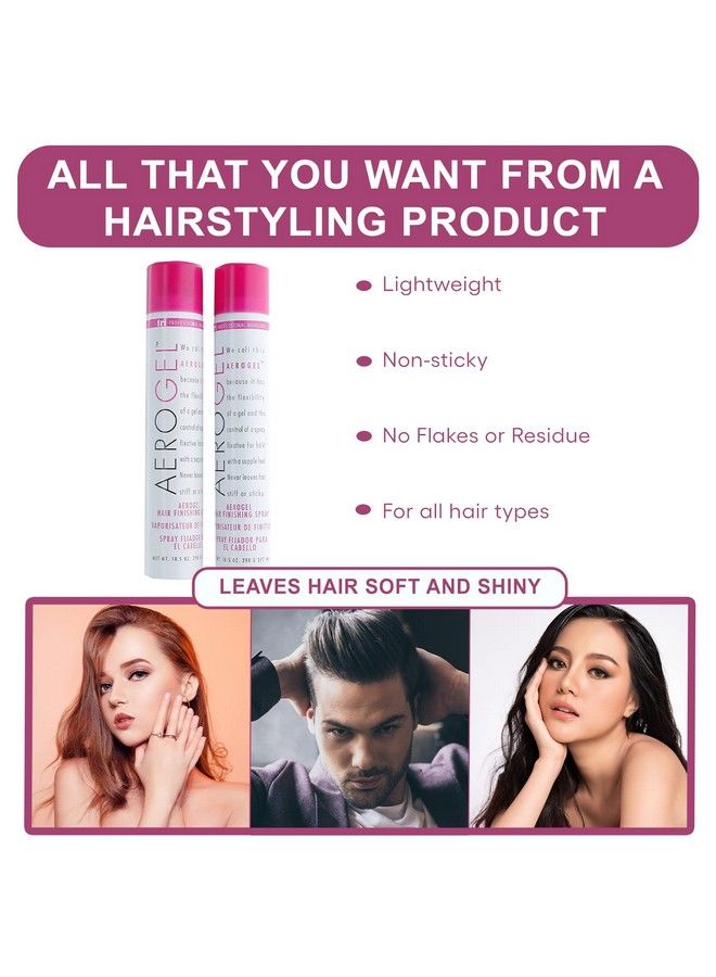 Tri Aerogel Hairspray Nontoxic Hair Finishing Spray For Styling Volumizing And Holding Curly Hair With Flexible Hold For Women And Men Pack Of 2 (10.5 Oz)