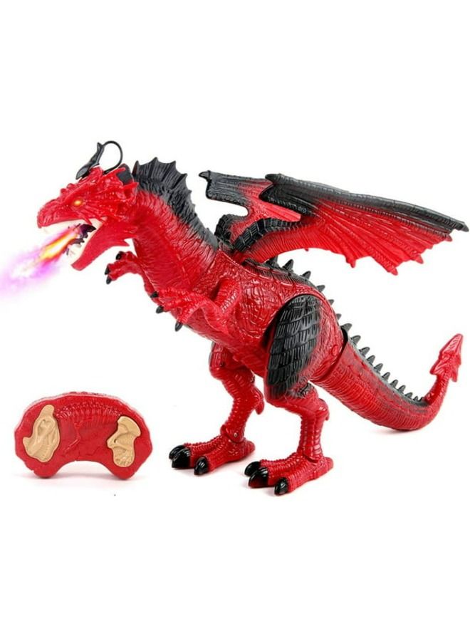 Dino Planet Remote Control RC Walking Dinosaur Toy with Breathing Shaking Head Light Up Eyes Sound  Ice Dragon