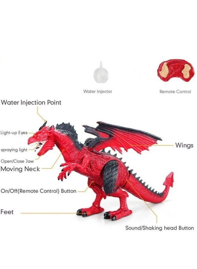 Dino Planet Remote Control RC Walking Dinosaur Toy with Breathing Shaking Head Light Up Eyes Sound Ice Dragon