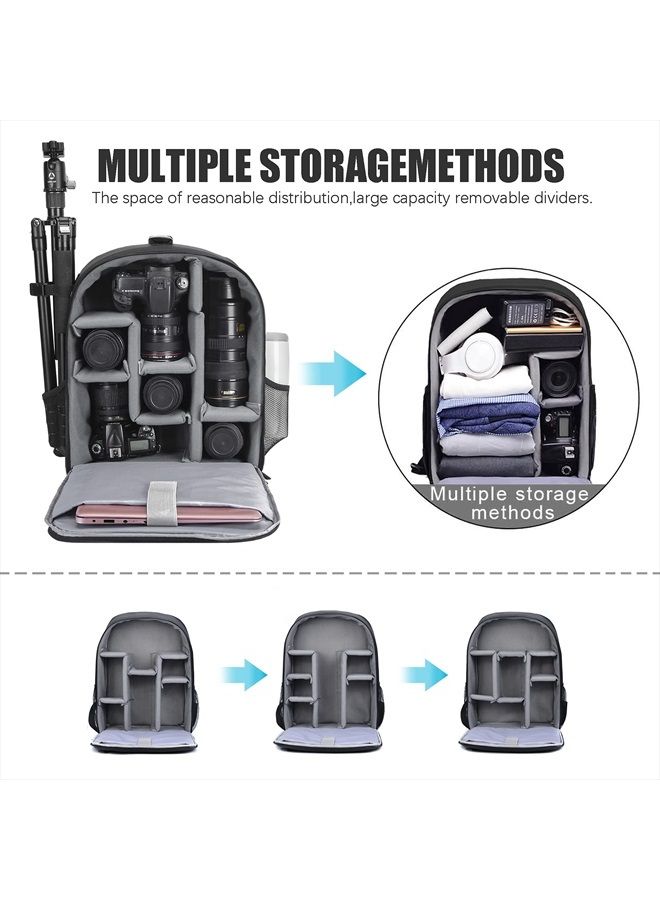 Camera Backpack Bag Professional for DSLR/SLR Mirrorless Camera Waterproof, Camera Case Compatible for Sony Canon Nikon Camera and Lens Tripod Accessories (Large, 5.0 Black)