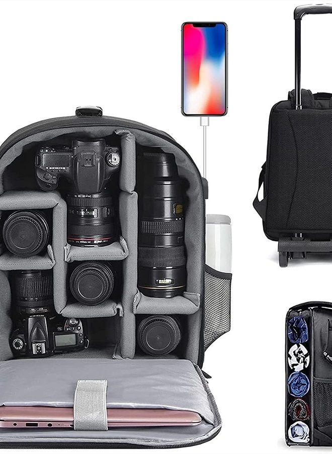 Camera Backpack Bag Professional for DSLR/SLR Mirrorless Camera Waterproof, Camera Case Compatible for Sony Canon Nikon Camera and Lens Tripod Accessories (Large, 5.0 Black)
