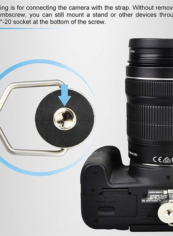 Silver Stainless Steel D Ring Screw D Shaped Mounting Screw for Camera Strap Quick Release Rapid Shoulder Neck Sling Strap Belt for Camera DSLR SLR