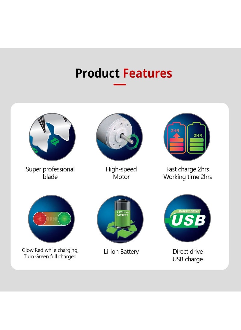 12 In 1 Rechargeable Grooming Kit Beard Trimmer Full Size Shaver Nose Body Design Trimmer Fast Charging Time 2 Hours Working Time 2 Hours USB Charge