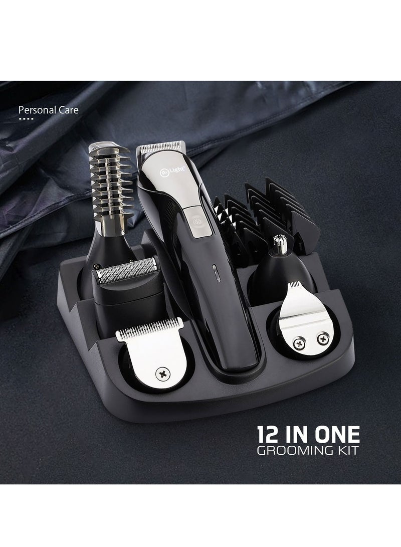 12 In 1 Rechargeable Grooming Kit Beard Trimmer Full Size Shaver Nose Body Design Trimmer Fast Charging Time 2 Hours Working Time 2 Hours USB Charge