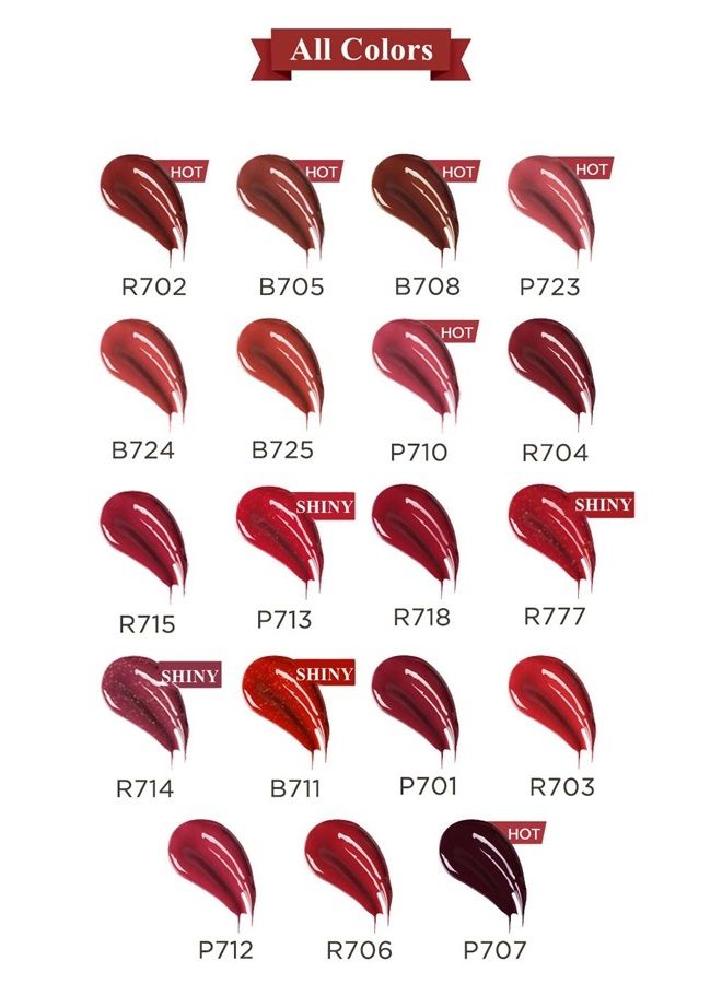 Lip Gloss Mirror Series, Hydrating Lip Gloss with Essential oil, High Shine Glossy Lip Tint, Hydrated & Fuller-looking Lips, Long-Lasting Liquid Lipstick(R702)