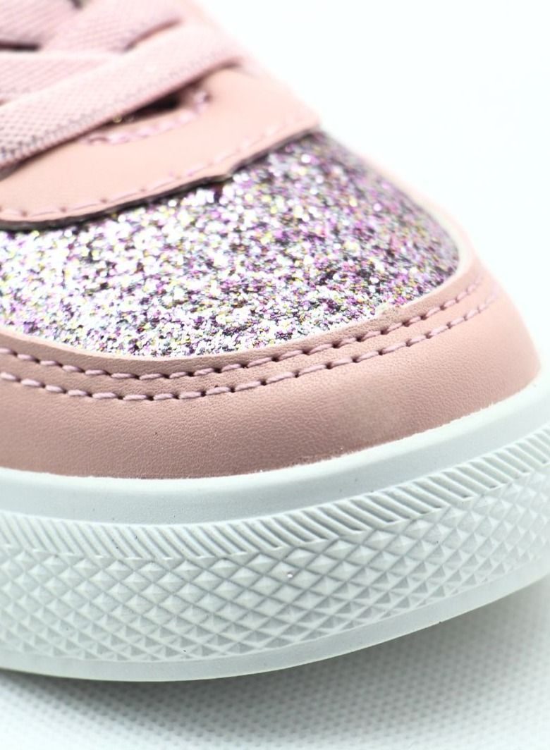 Girls’ Glitter Sparkle Sneakers – Lightweight Pink Casual Shoes with Hook & Loop Strap, Cushioned Insole, and Breathable Design for School, Outdoor Play, and Everyday Use