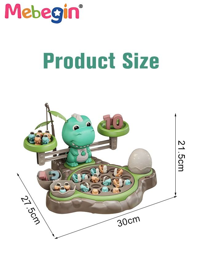 Magnetic Dinosaur Fishing Game Set with 21 Dinosaurs, 2 Fishing Rods and 2 Dinosaur Eggs, Dinosaur Shape Educational Board Game, Electric Magnetic Fishing Toy with Music, Montessori Educational Learning Toys, 2 AA Batteries Required(Not Included)
