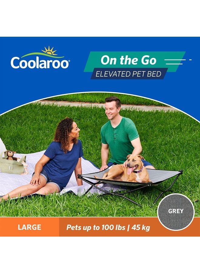 On The Go Cooling Elevated Dog Bed, Portable for Travel & Camping, Collapsible for Storage, Large Grey