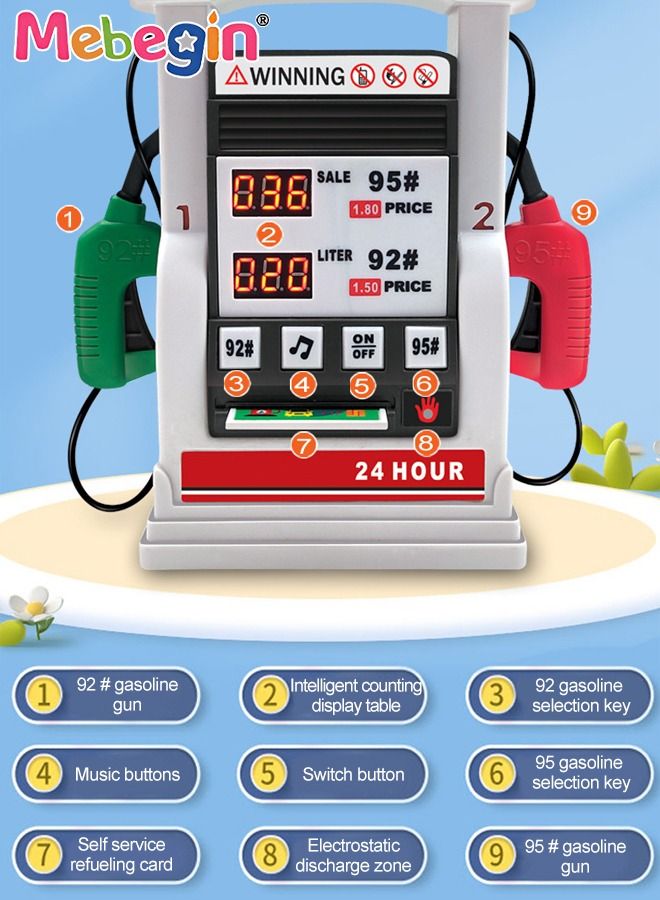 Gas Station Toys with Simulation Voice Prompt Smart Counting Self-service Gas Pump Simulation of Refueling Process and Refuel ​Sound Set Education Pretend Role Play Toy