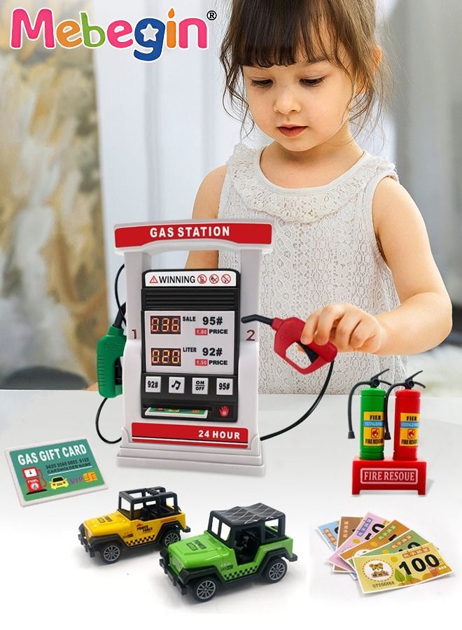 Gas Station Toys with Simulation Voice Prompt Smart Counting Self-service Gas Pump Simulation of Refueling Process and Refuel ​Sound Set Education Pretend Role Play Toy