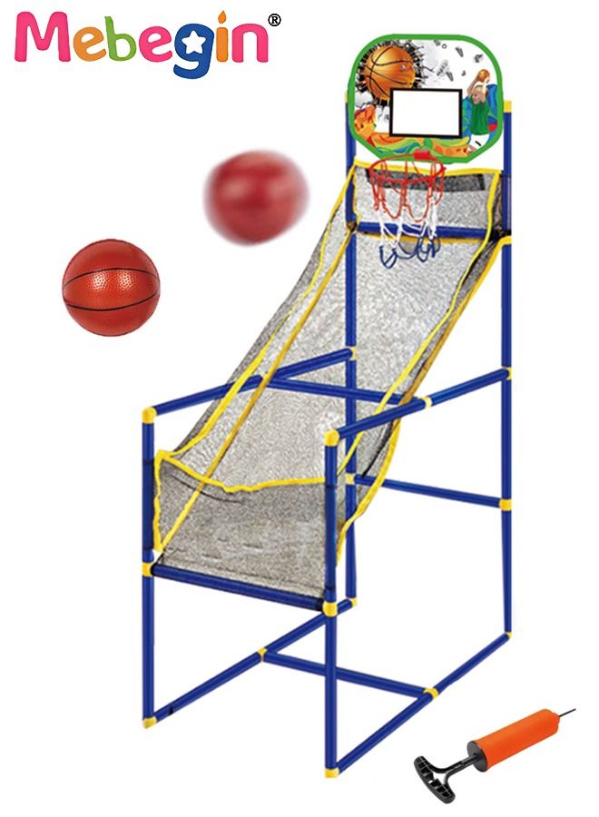 Basketball Arcade Game Set with 1 Balls and Hoop 1 air Pump for Kids Indoor Outdoor Sport Play,Mini Toy Basketball Hoop Board for Children Ideal for Competition 58*35*125cm