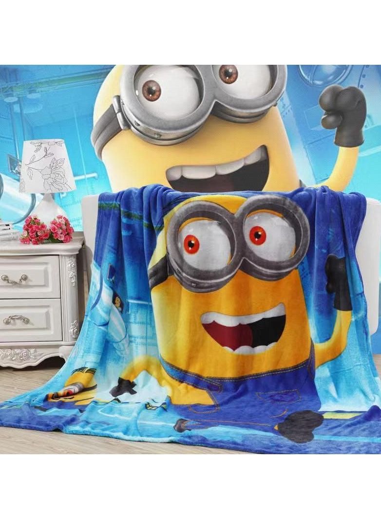 Warm Tour Cute Minions Cartoon Character Blanket Flannel Blanket Student Multifunctional Bedroom Blanket Sheets150x200cm