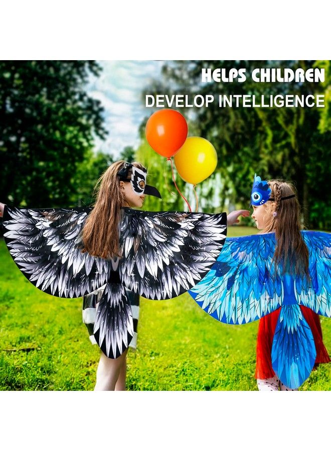 Birdwingscostume For Kids And Headband Eagleparrot Dressupwings For Girls Boys Halloweenparty Favors (Blue)