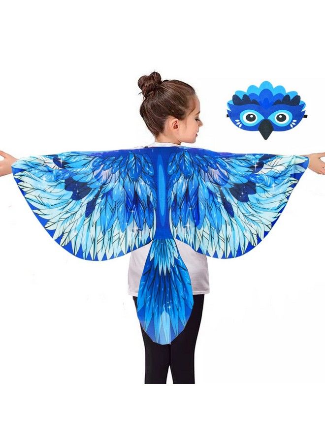 Birdwingscostume For Kids And Headband Eagleparrot Dressupwings For Girls Boys Halloweenparty Favors (Blue)
