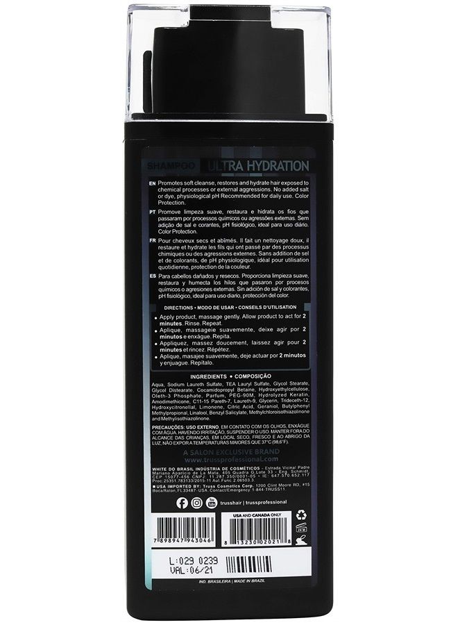 Truss Ultra Hydration Shampoo for Dry Damaged Hair - Hydrating Shampoo with Intensive Moisturizing for Color Treated, Chemically Processed, Highlighted, & Bleached Hair - Anti-Frizz and Anti-Humidity