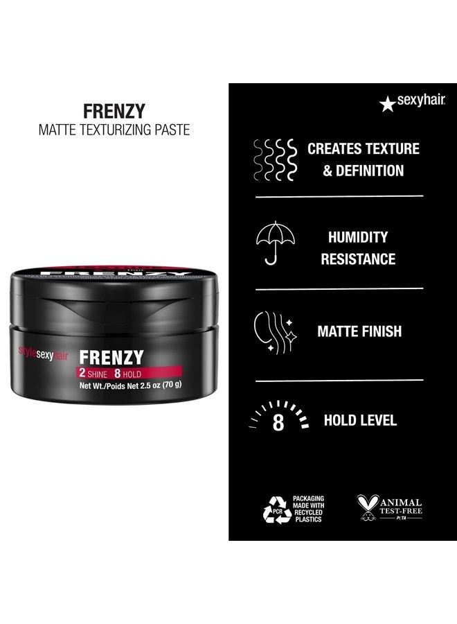 Style Frenzy Matte Texturizing Paste, 2.5 Oz | Fullness, Texture and Definition | Helps Create Bulk | Semi-Matte