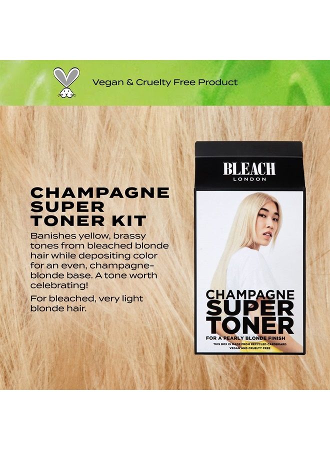 BLEACH LONDON Champagne Super Toner Kit - Yellow Brass Removing, Color Depositing Formula For Champagne Blonde Base, For Blonde Hair & Post Bleached Hair, Vegan, Cruelty Free, Ammonia Free