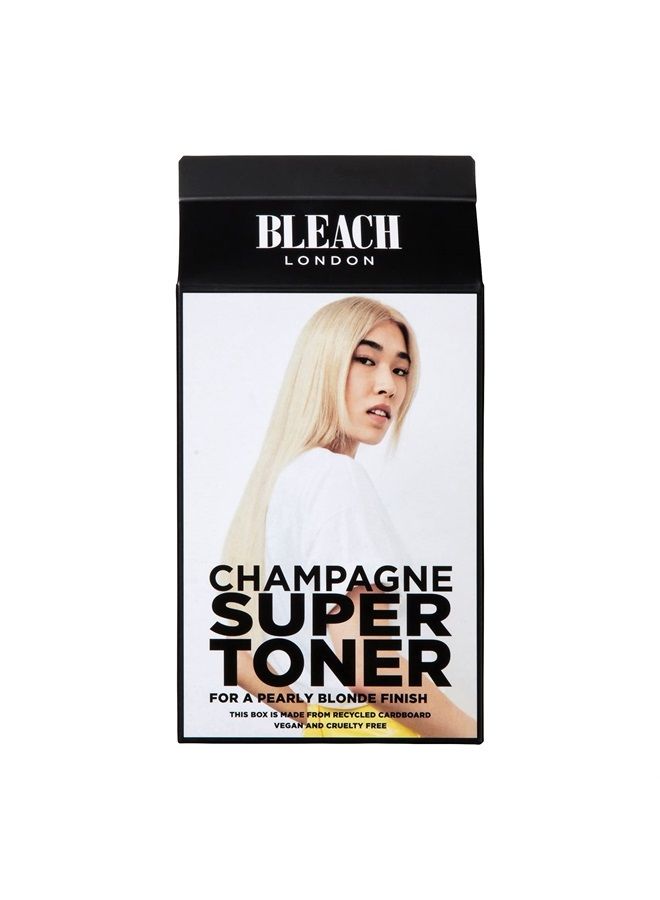 BLEACH LONDON Champagne Super Toner Kit - Yellow Brass Removing, Color Depositing Formula For Champagne Blonde Base, For Blonde Hair & Post Bleached Hair, Vegan, Cruelty Free, Ammonia Free