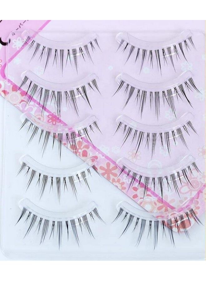 Fake Eyelashes Natural Look False Eye Lashes Daily Strip Cross Clear Band 612Mm Cross Lashes Invisible Thin Band Cute Lash For Wedding Daily Work Eye Makeup 5 Pairs