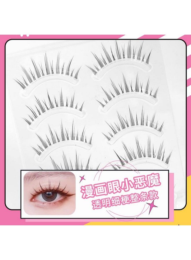 Fake Eyelashes Natural Look False Eye Lashes Daily Strip Cross Clear Band 612Mm Cross Lashes Invisible Thin Band Cute Lash For Wedding Daily Work Eye Makeup 5 Pairs