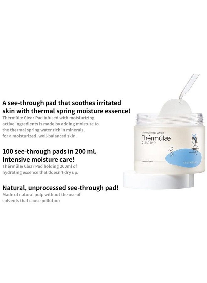 Thermulae Clear Pads 100Ct | Facial Toner Pads | Hyaluronic Acid Complex | 6.76 Fl.Oz Of Hydrating Nutrient Rich Essence To Restore Balanced Complexion | Korean Skin Care K Beauty