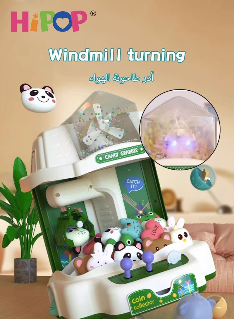 Claw Doll Machine with Movable Windmill,Music and Light,Mini doll Machine as Kids Gift