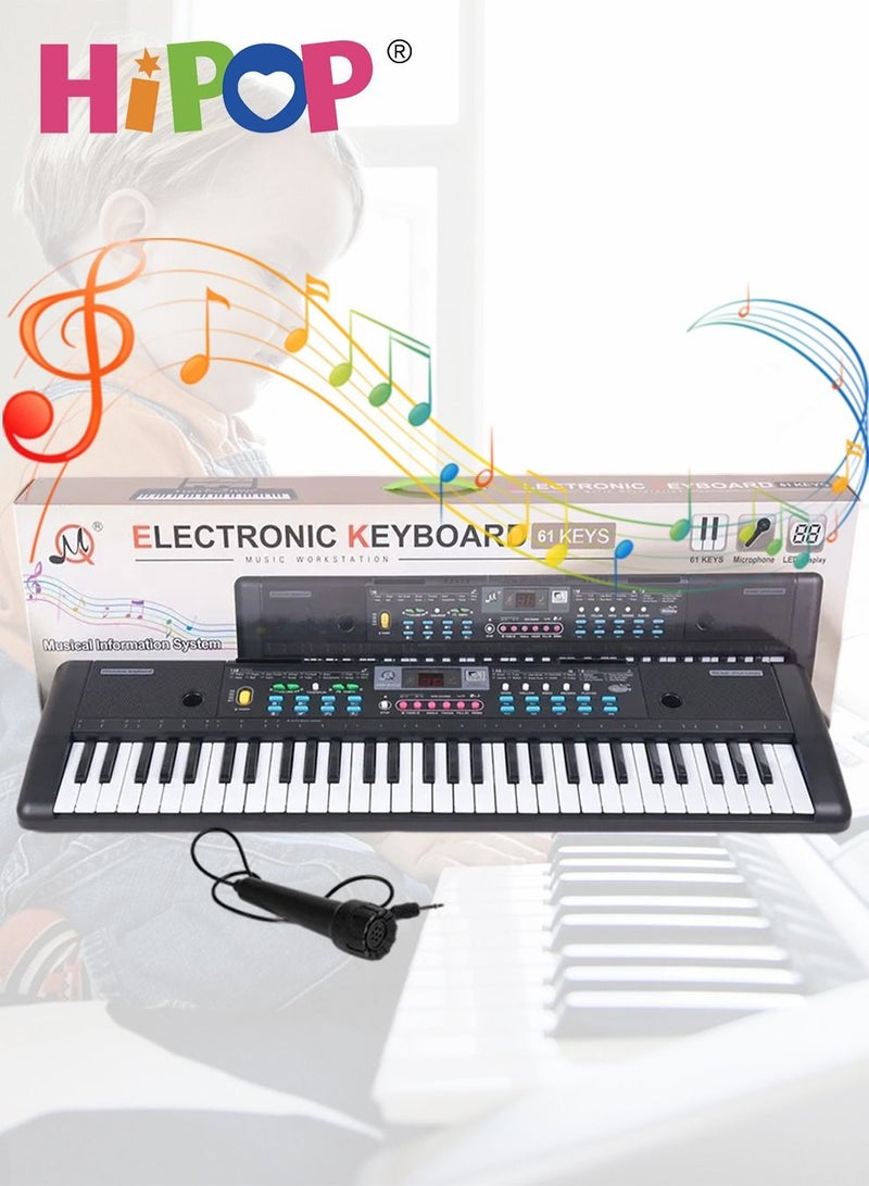61 Keys Children's Electronic Piano with Microphone,Educational Digital Keyboards Set for Kids 76*20cm